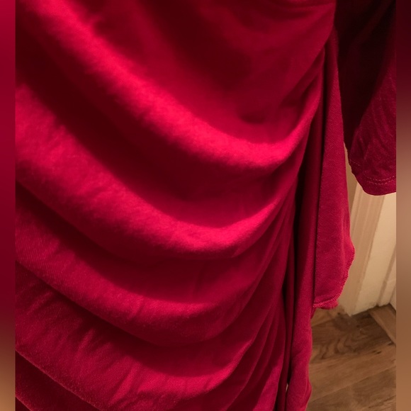 Catherine’s Curvy Collection faux wrap red dress with side ruge & ruffle size 4X - Picture 2 of 8